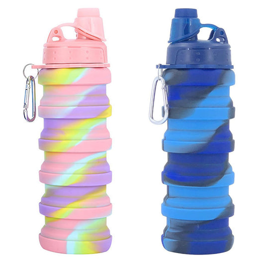Collapsible Water Bottles Travel water bottle Sports Portable Sport Water Bottle Reusable Water Bottles comes with mountaineering Buckle 500ml silicone Water-proof camping water bottle
