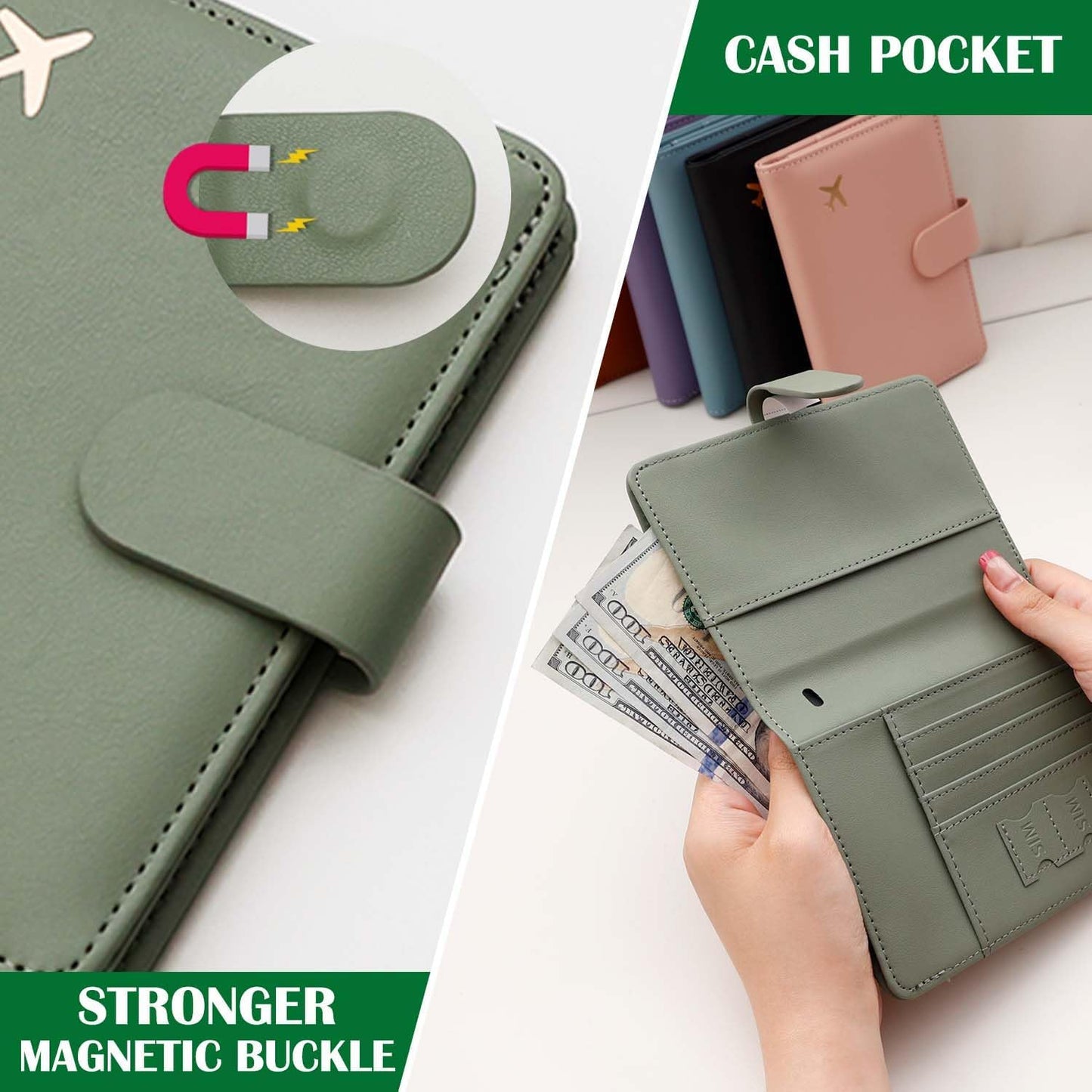 Melsbrinna Premium Leather Passport Holder Covers Case, Waterproof Rfid Blocking Travel Wallet Passport Holder with Pen Holder, Cute Passport Book for Women/Men