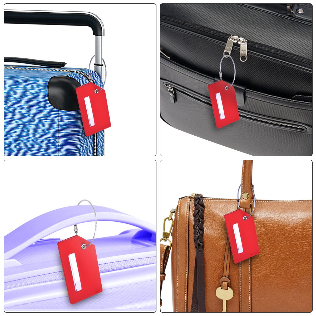 Silicone Luggage Tag with Name ID Card Perfect to Quickly Spot Luggage Suitcase