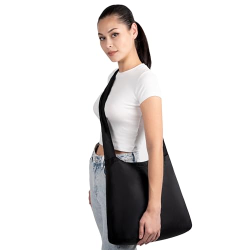 Nanobag Ultra-Lightweight Foldable Tote for Women & Men, Reusable Grocery & Travel Bag, Packable Collapsible Compact Market Essential (Standard Black)
