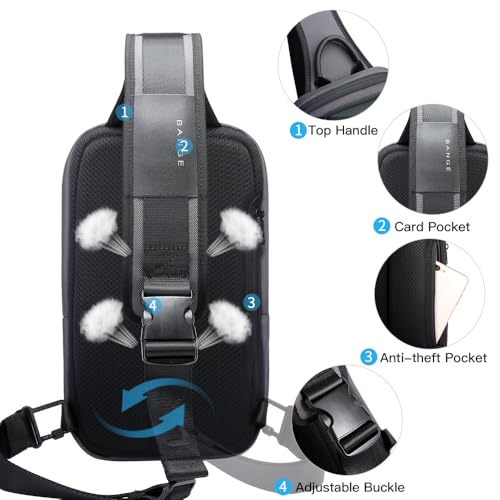 BANGE Sling Bag, Waterproof Men's Chest Bag Shoulder bags Crossbody Sling Backpack for Men……