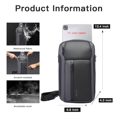 BANGE Sling Bag, Waterproof Men's Chest Bag Shoulder bags Crossbody Sling Backpack for Men……
