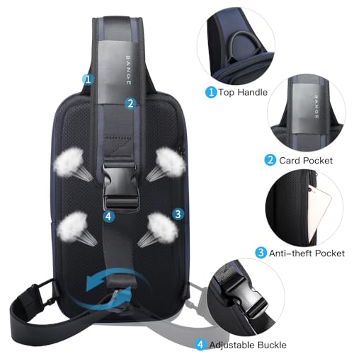 BANGE Sling Bag, Waterproof Men's Chest Bag Shoulder bags Crossbody Sling Backpack for Men……