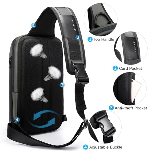 BANGE Sling Bag, Waterproof Men's Chest Bag Shoulder bags Crossbody Sling Backpack for Men……