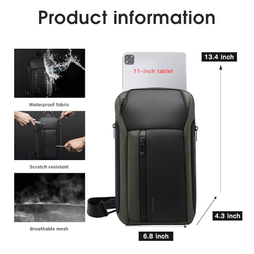 BANGE Sling Bag, Waterproof Men's Chest Bag Shoulder bags Crossbody Sling Backpack for Men……