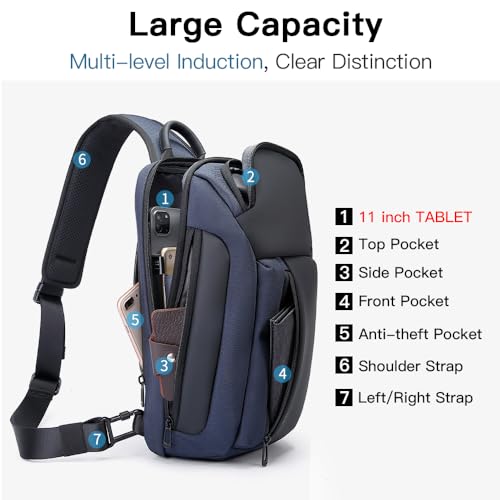 BANGE Sling Bag, Waterproof Men's Chest Bag Shoulder bags Crossbody Sling Backpack for Men……