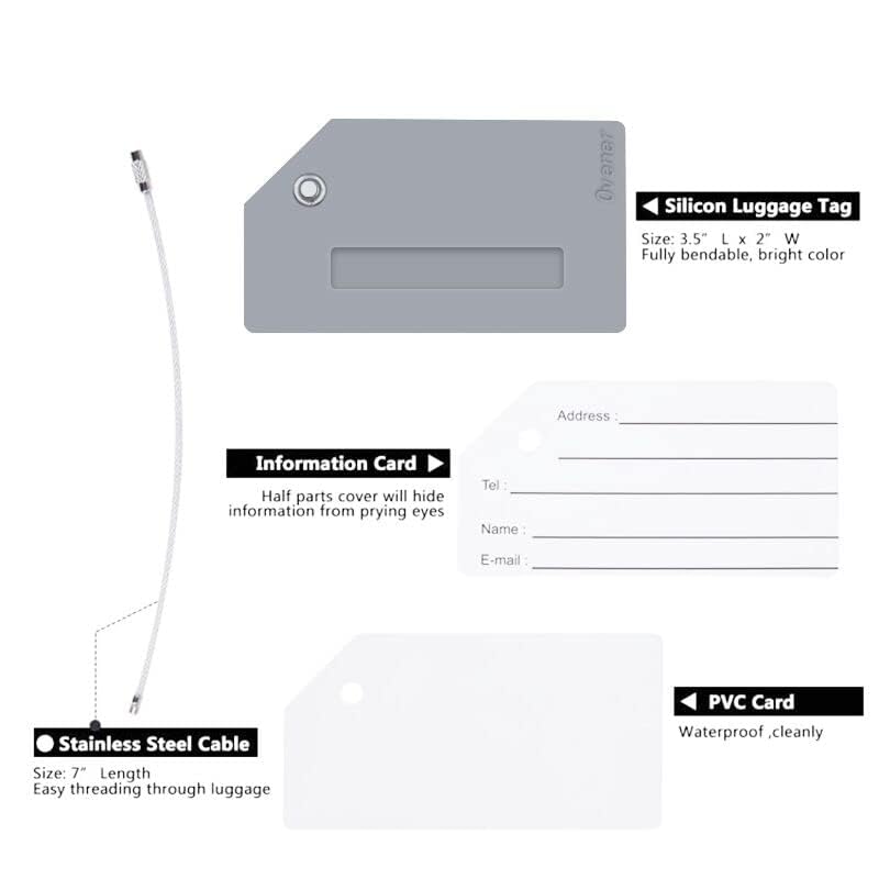 Silicone Luggage Tag with Name ID Card Perfect to Quickly Spot Luggage Suitcase