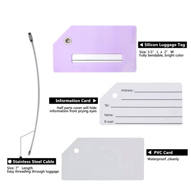 Silicone Luggage Tag with Name ID Card Perfect to Quickly Spot Luggage Suitcase