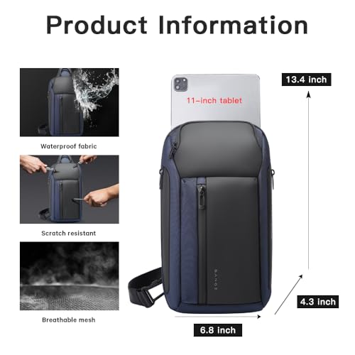 BANGE Sling Bag, Waterproof Men's Chest Bag Shoulder bags Crossbody Sling Backpack for Men……
