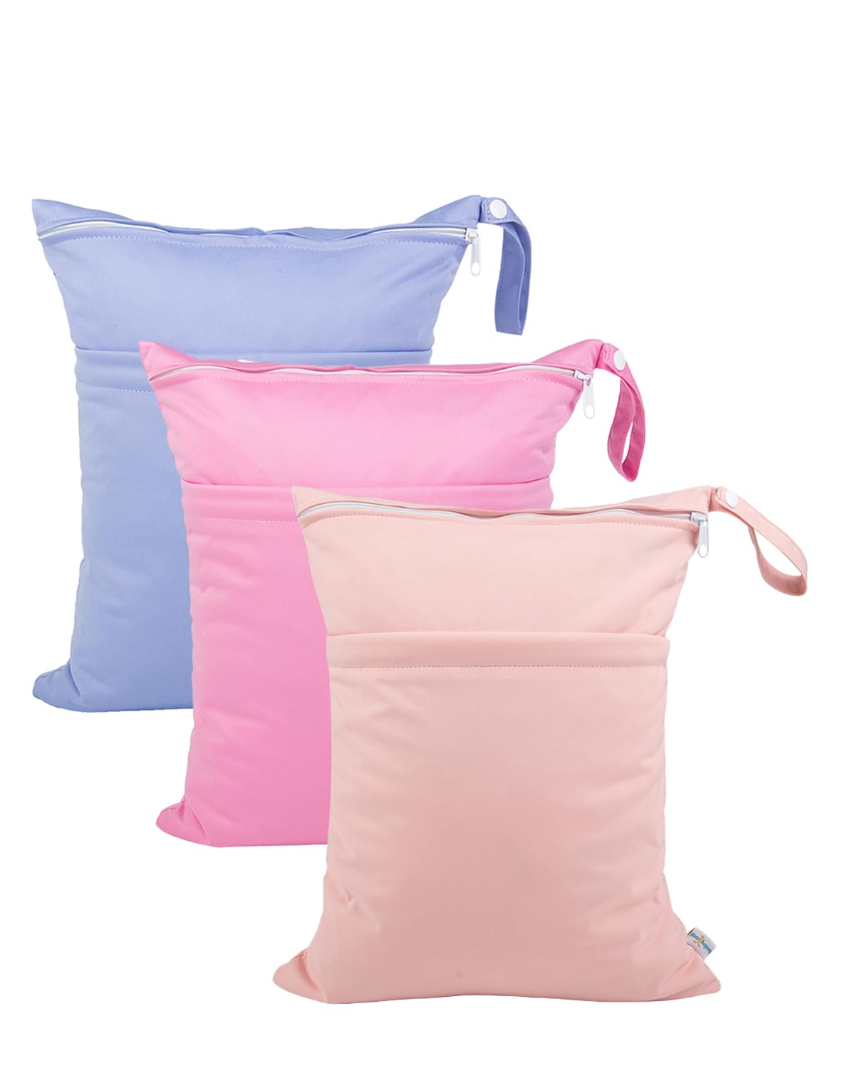 babygoal Wet Dry Bags 3 Pack, Waterproof Reusable Travel Bags for Swimsuits, Baby Cloth Diapers, Beach, Pool, Gym Bag & Wet Clothes with 2 Pockets L-BWG