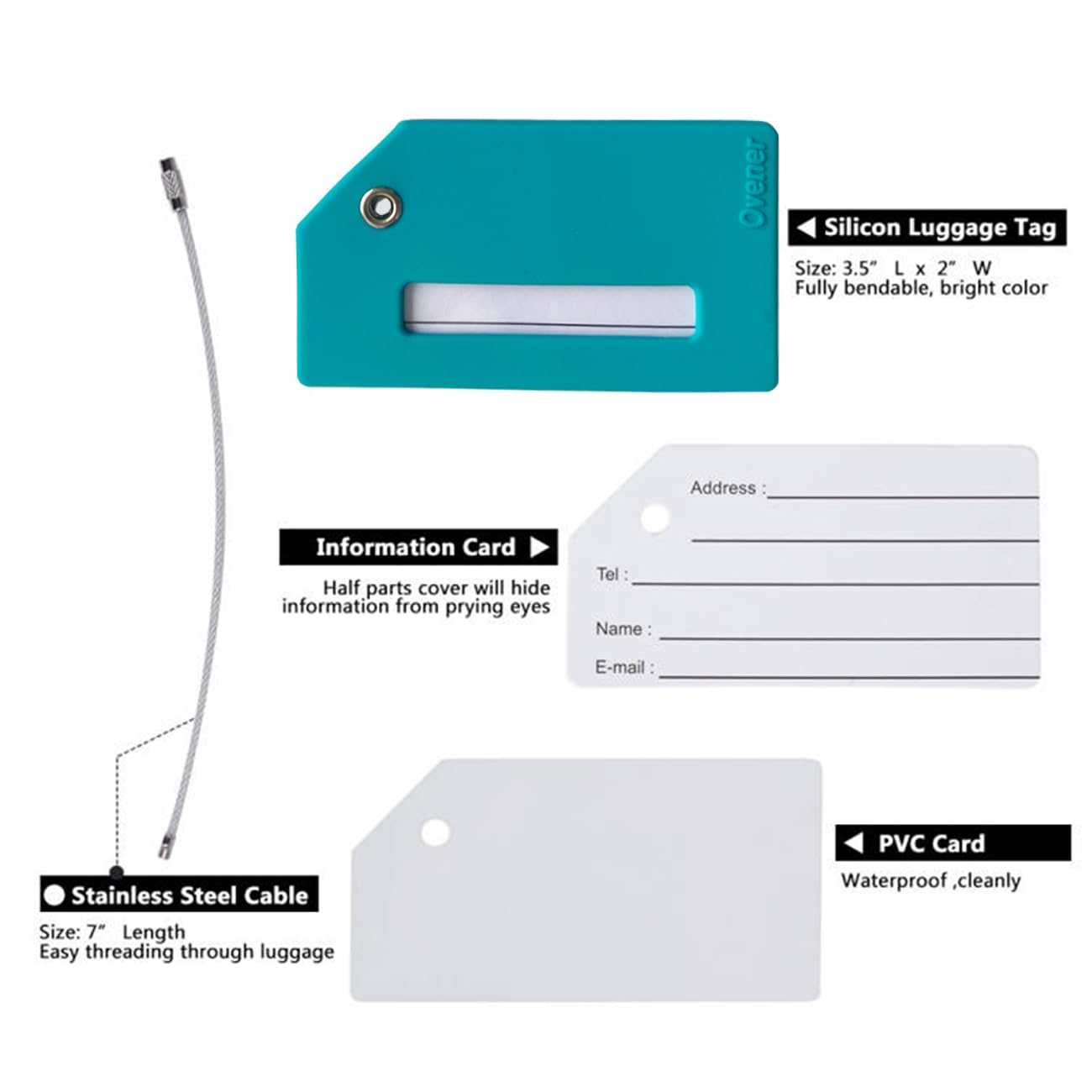 Silicone Luggage Tag with Name ID Card Perfect to Quickly Spot Luggage Suitcase