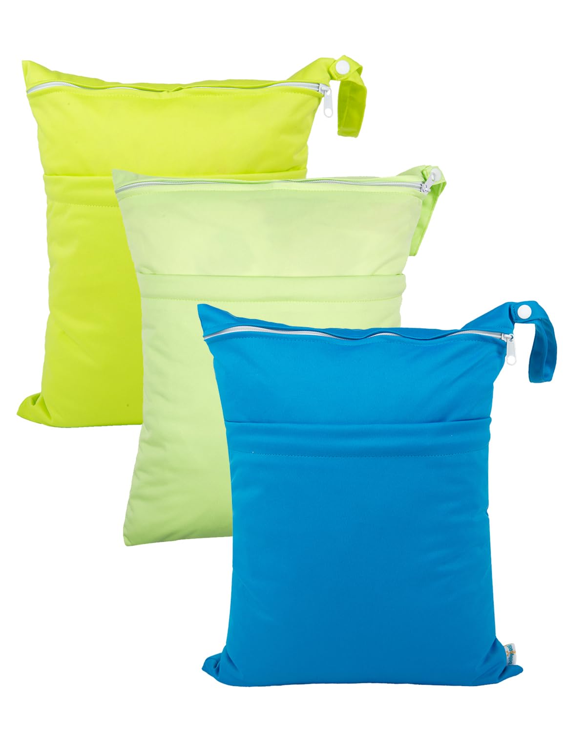 babygoal Wet Dry Bags 3 Pack, Waterproof Reusable Travel Bags for Swimsuits, Baby Cloth Diapers, Beach, Pool, Gym Bag & Wet Clothes with 2 Pockets L-BWG