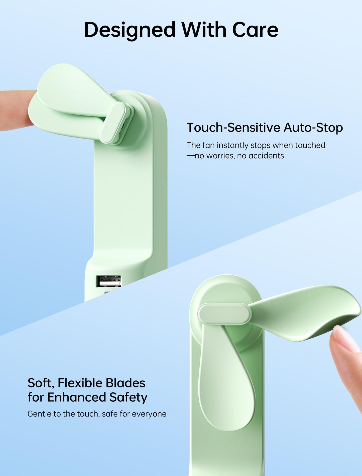 JISULIFE Handheld Mini Fan, 3 IN 1 USB Rechargeable Portable Fan [12-19 Working Hours] with Power Bank, Flashlight, Pocket Design for Travel/Summer/Concerts/Lash, Gifts for Women(Green)