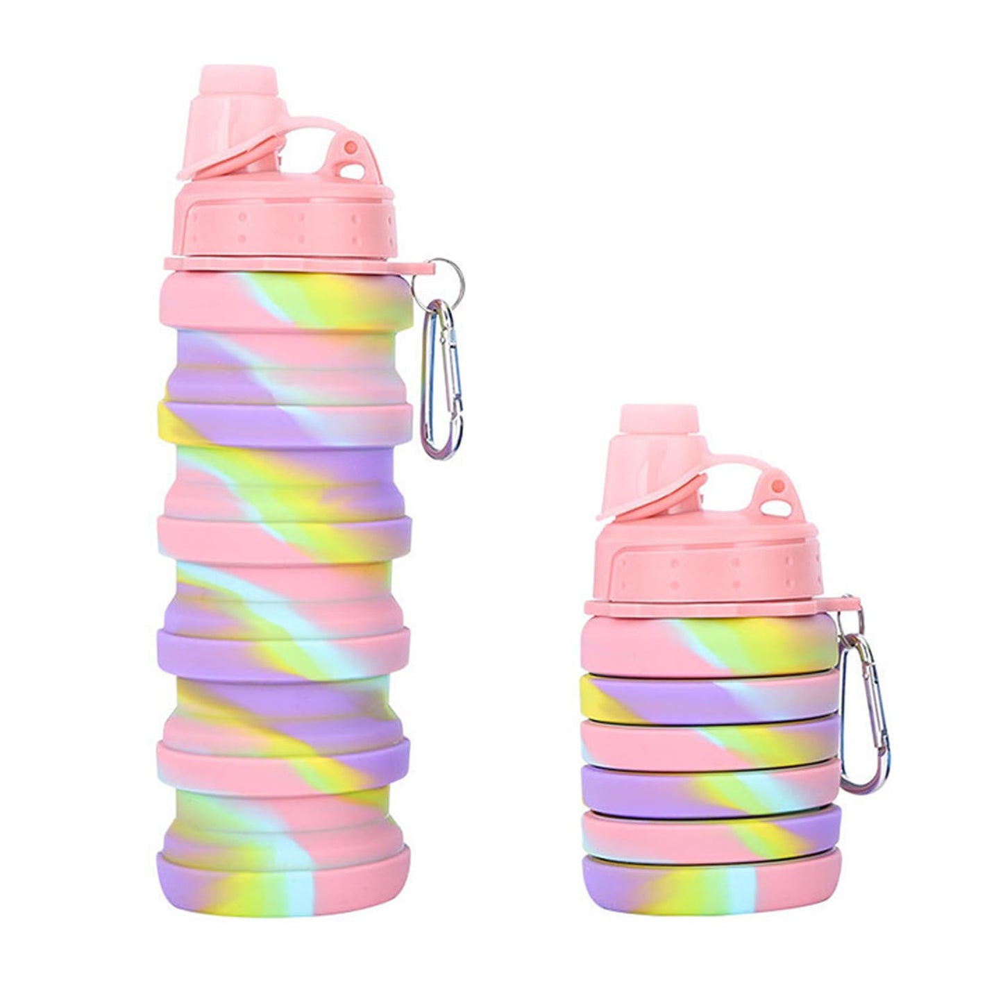 Collapsible Water Bottles Travel water bottle Sports Portable Sport Water Bottle Reusable Water Bottles comes with mountaineering Buckle 500ml silicone Water-proof camping water bottle