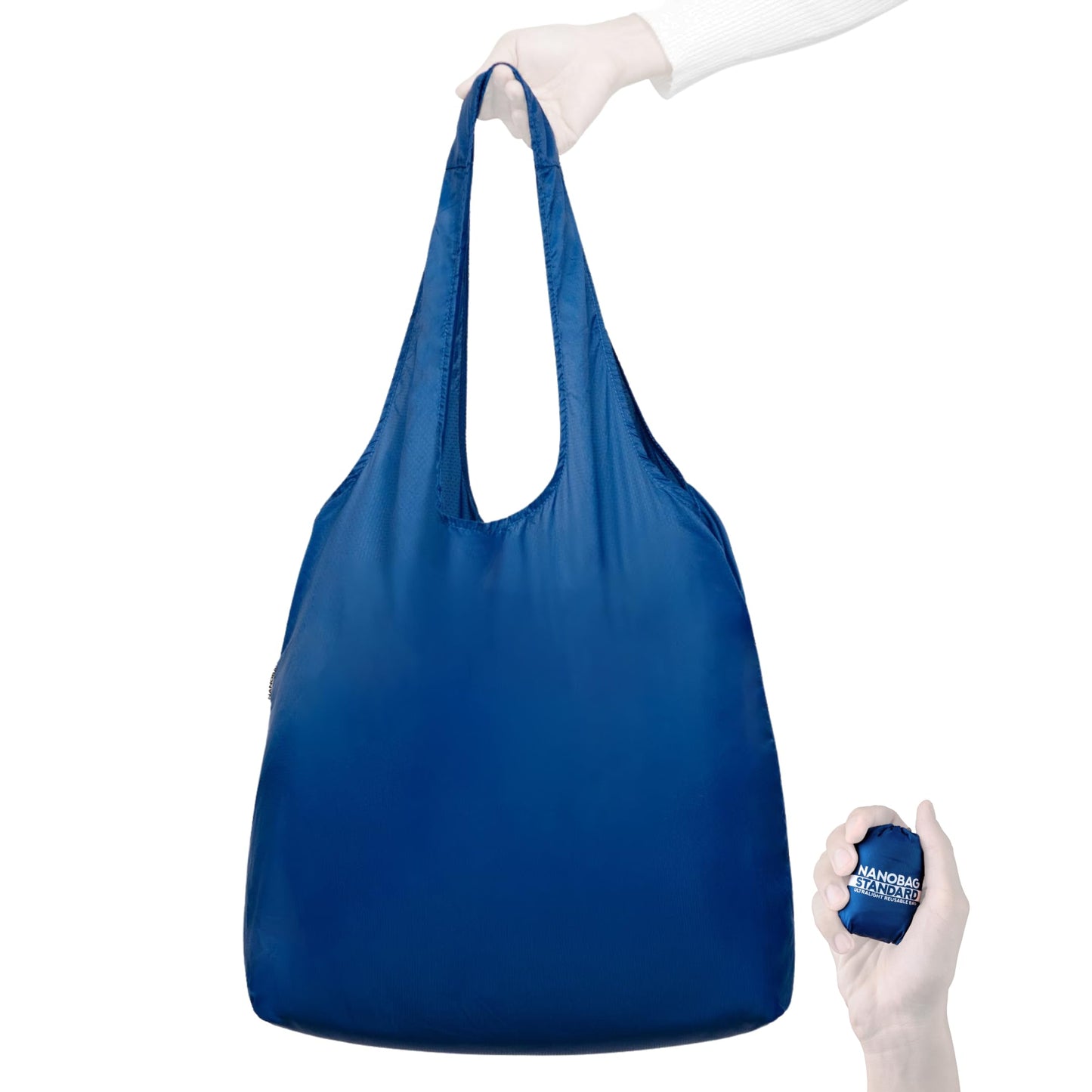 Nanobag Ultra-Lightweight Foldable Tote for Women & Men, Reusable Grocery & Travel Bag, Packable Collapsible Compact Market Essential (Standard Black)