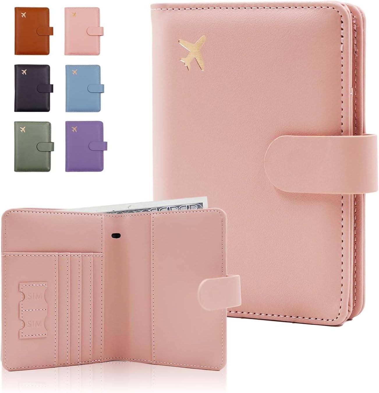 Melsbrinna Premium Leather Passport Holder Covers Case, Waterproof Rfid Blocking Travel Wallet Passport Holder with Pen Holder, Cute Passport Book for Women/Men