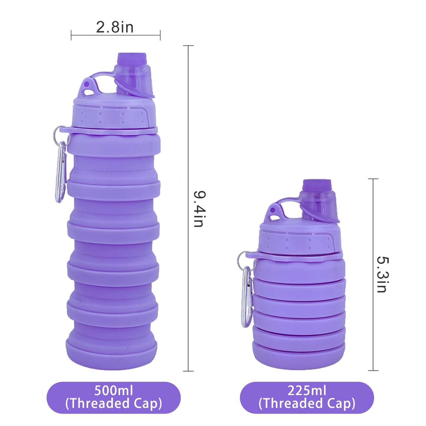 Collapsible Water Bottles Travel water bottle Sports Portable Sport Water Bottle Reusable Water Bottles comes with mountaineering Buckle 500ml silicone Water-proof camping water bottle