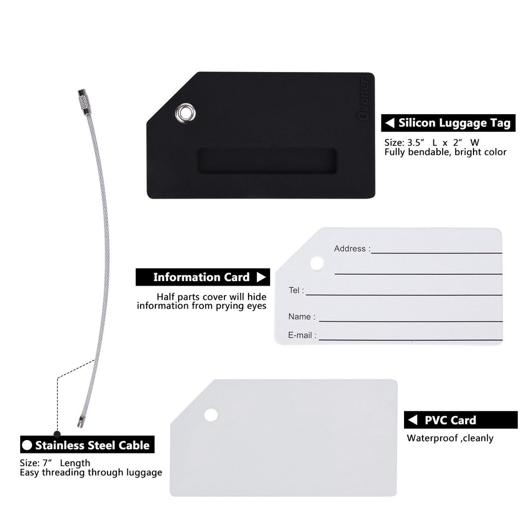 Silicone Luggage Tag with Name ID Card Perfect to Quickly Spot Luggage Suitcase