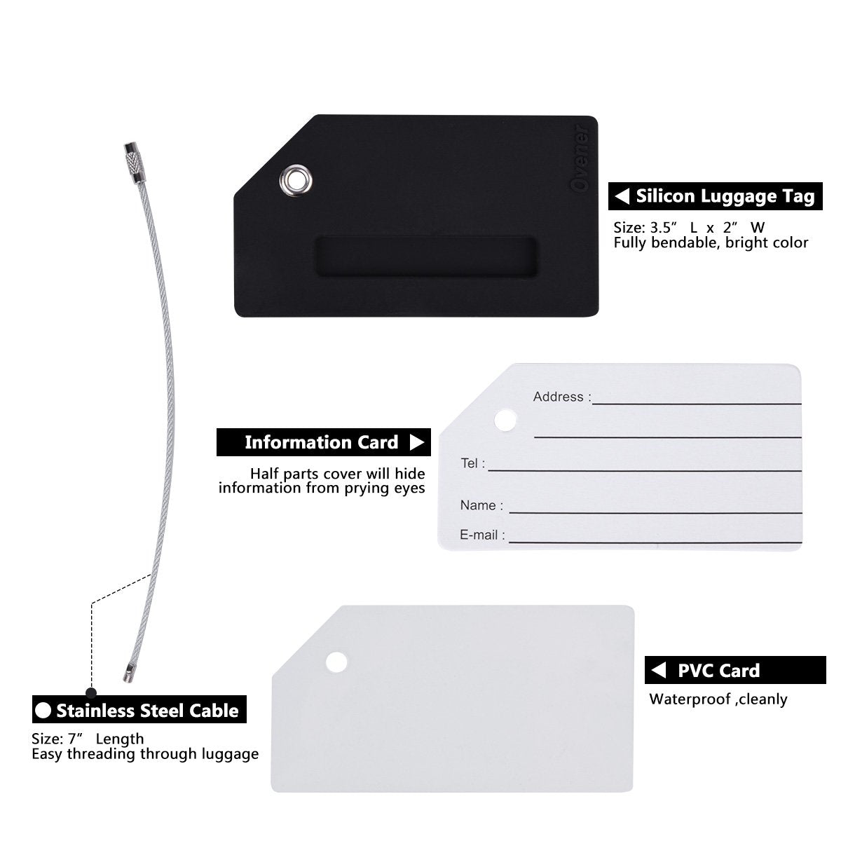 Silicone Luggage Tag with Name ID Card Perfect to Quickly Spot Luggage Suitcase