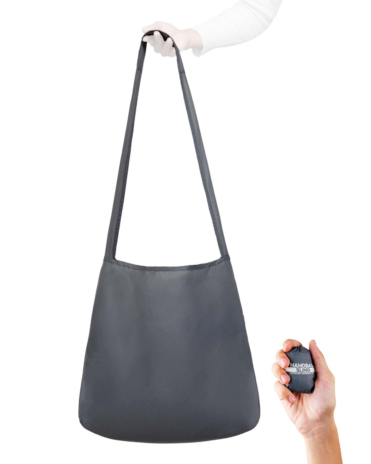 Nanobag Ultra-Lightweight Foldable Tote for Women & Men, Reusable Grocery & Travel Bag, Packable Collapsible Compact Market Essential (Standard Black)