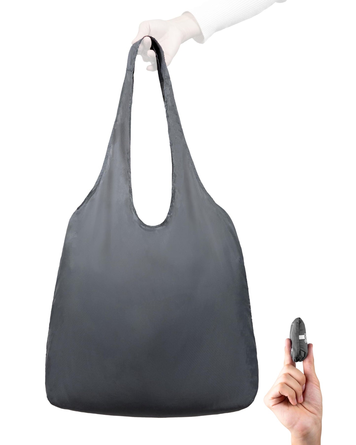 Nanobag Ultra-Lightweight Foldable Tote for Women & Men, Reusable Grocery & Travel Bag, Packable Collapsible Compact Market Essential (Standard Black)