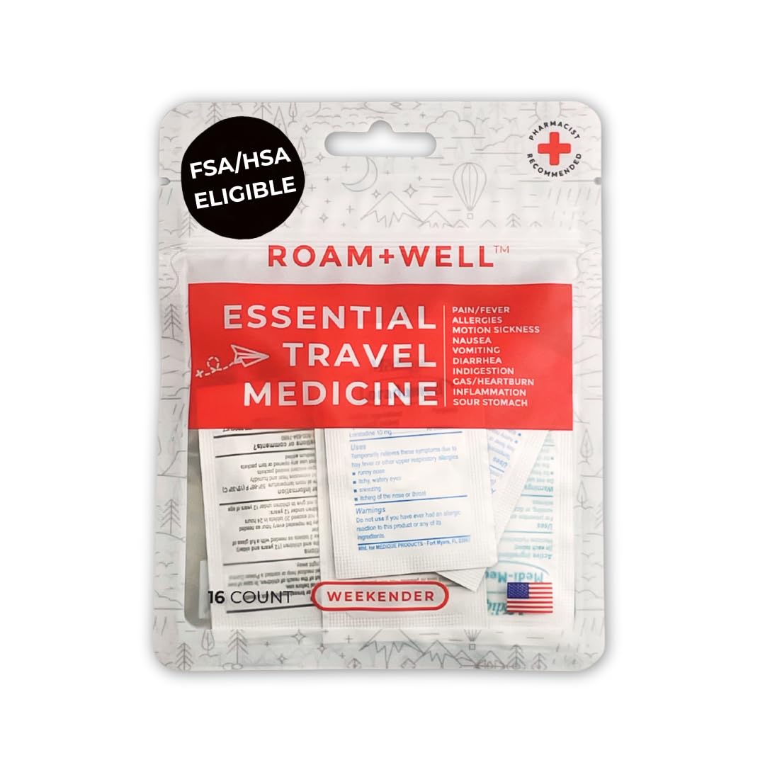 Essential Travel Medicine Kit, OTC Travel Medication, TSA Approved (Business | 18 Tablets)