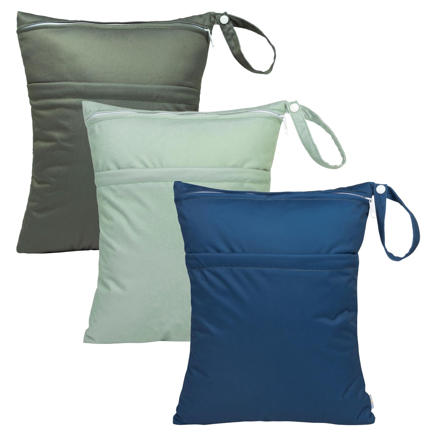 babygoal Wet Dry Bags 3 Pack, Waterproof Reusable Travel Bags for Swimsuits, Baby Cloth Diapers, Beach, Pool, Gym Bag & Wet Clothes with 2 Pockets L-BWG