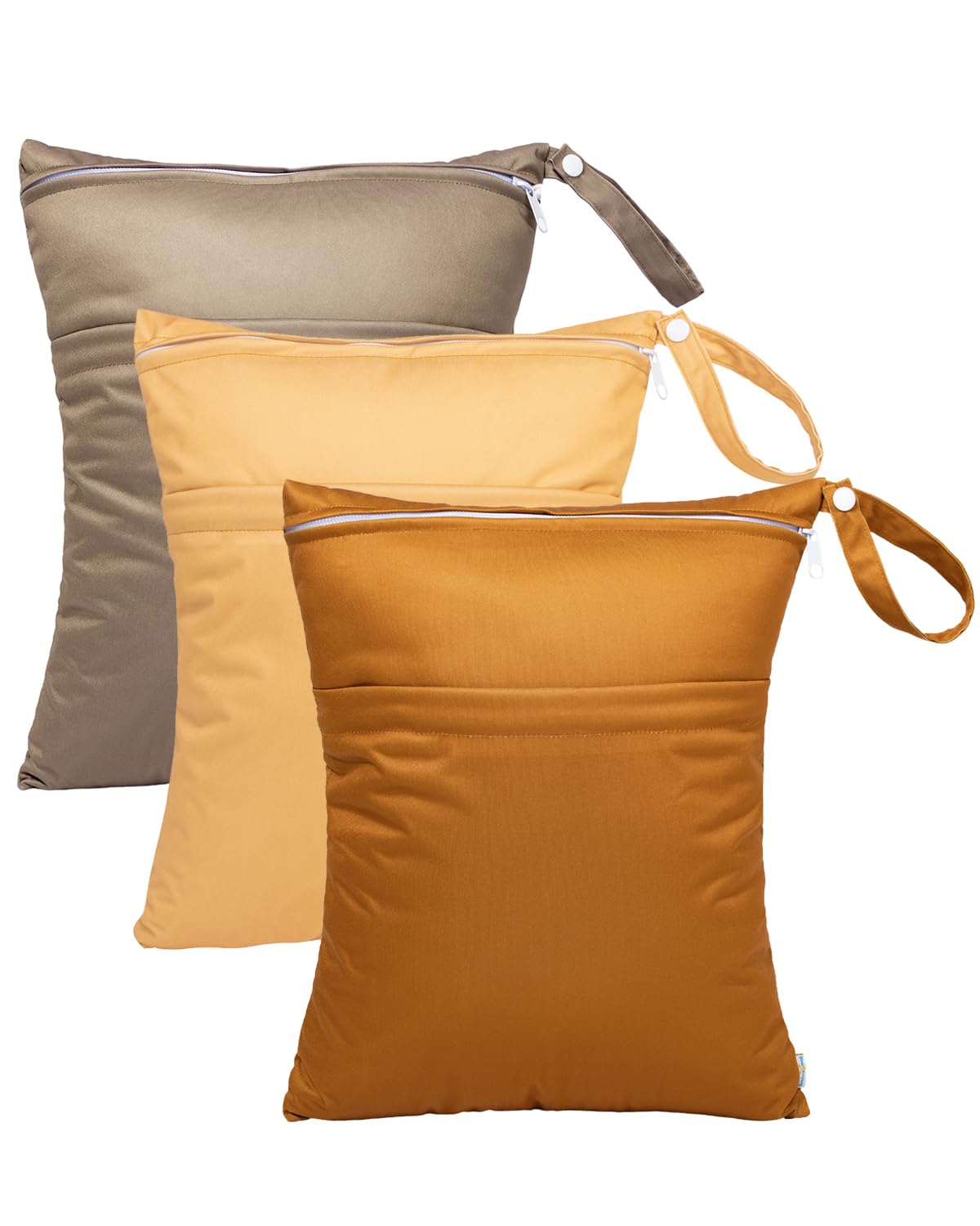 babygoal Wet Dry Bags 3 Pack, Waterproof Reusable Travel Bags for Swimsuits, Baby Cloth Diapers, Beach, Pool, Gym Bag & Wet Clothes with 2 Pockets L-BWG