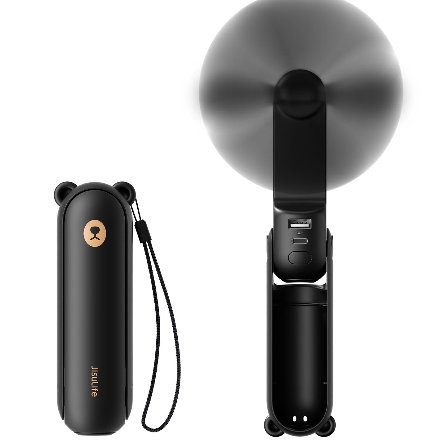 JISULIFE Handheld Mini Fan, 3 IN 1 USB Rechargeable Portable Fan [12-19 Working Hours] with Power Bank, Flashlight, Pocket Design for Travel/Summer/Concerts/Lash, Gifts for Women(Green)