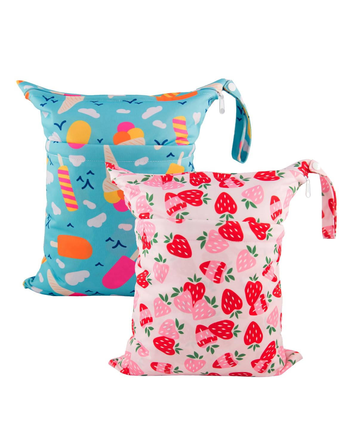 babygoal Wet Dry Bags 3 Pack, Waterproof Reusable Travel Bags for Swimsuits, Baby Cloth Diapers, Beach, Pool, Gym Bag & Wet Clothes with 2 Pockets L-BWG