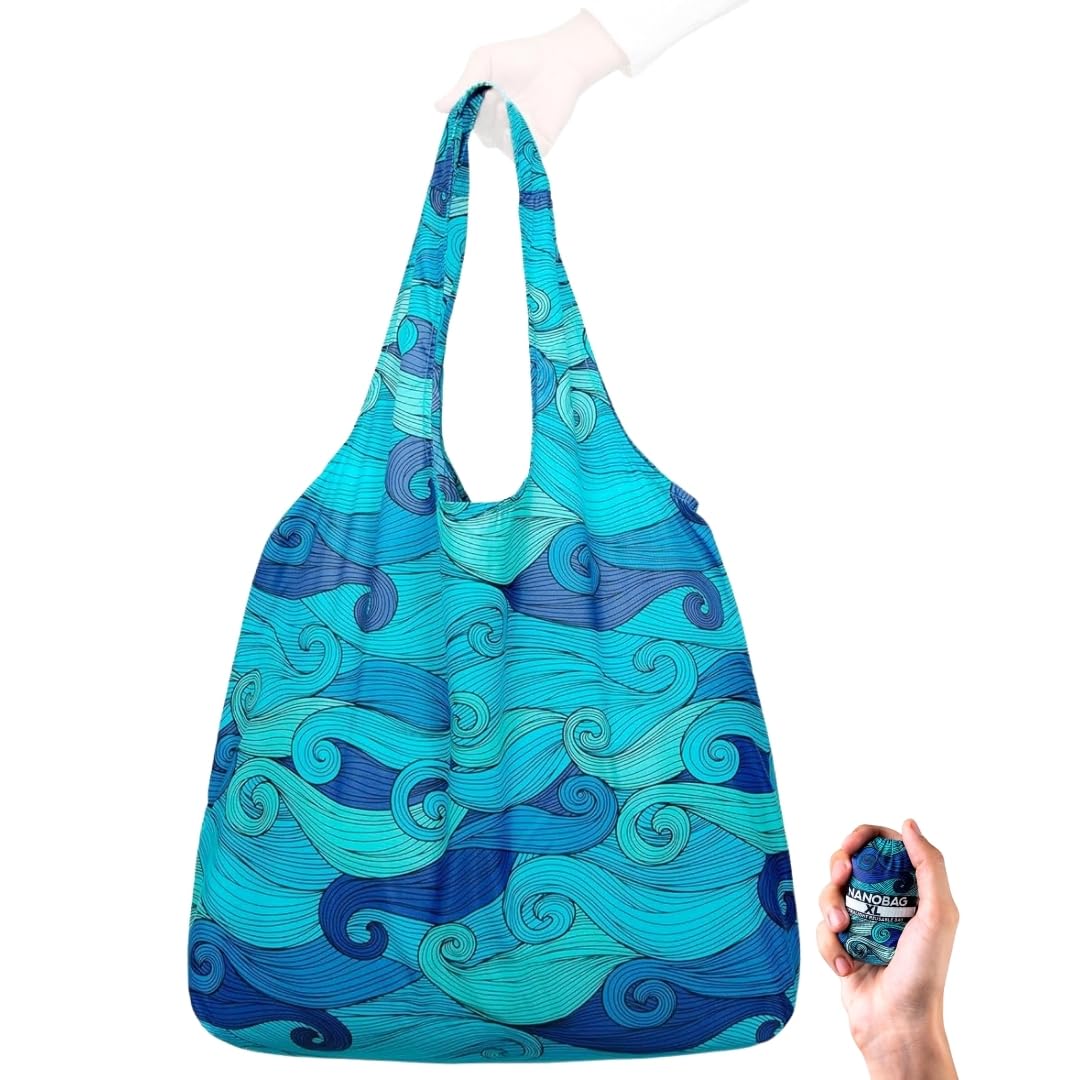 Nanobag Ultra-Lightweight Foldable Tote for Women & Men, Reusable Grocery & Travel Bag, Packable Collapsible Compact Market Essential (Standard Black)