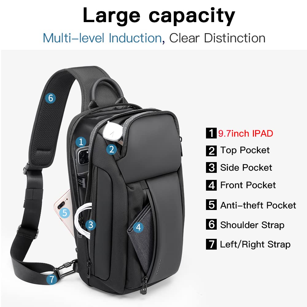 BANGE Sling Bag, Waterproof Men's Chest Bag Shoulder bags Crossbody Sling Backpack for Men……