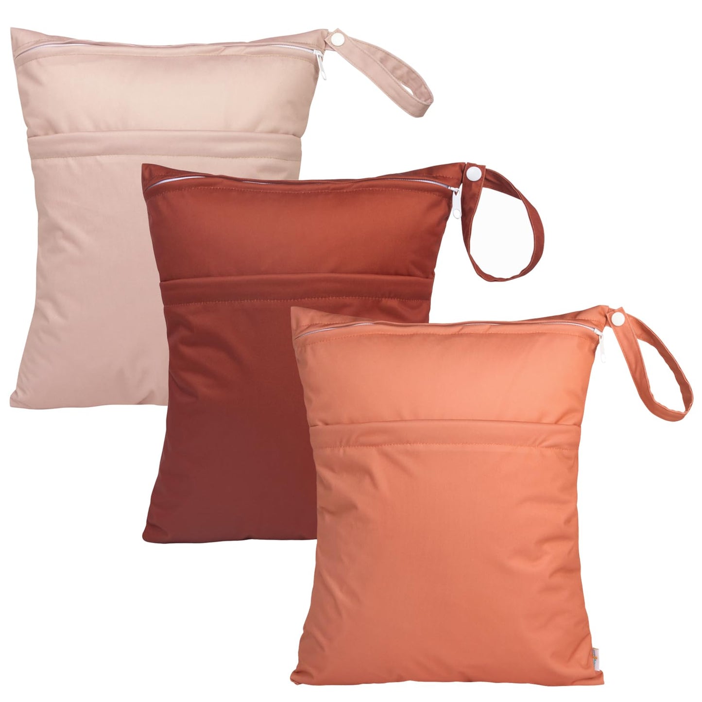 babygoal Wet Dry Bags 3 Pack, Waterproof Reusable Travel Bags for Swimsuits, Baby Cloth Diapers, Beach, Pool, Gym Bag & Wet Clothes with 2 Pockets L-BWG