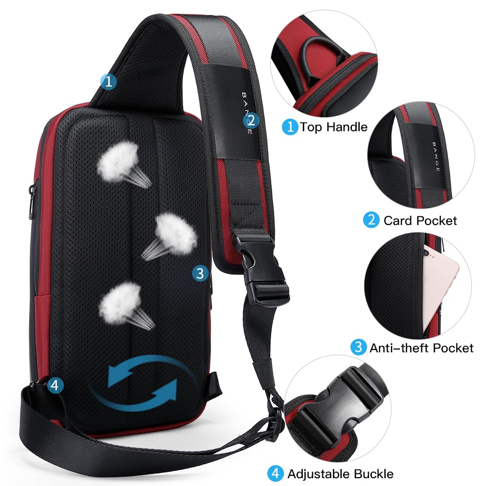 BANGE Sling Bag, Waterproof Men's Chest Bag Shoulder bags Crossbody Sling Backpack for Men……