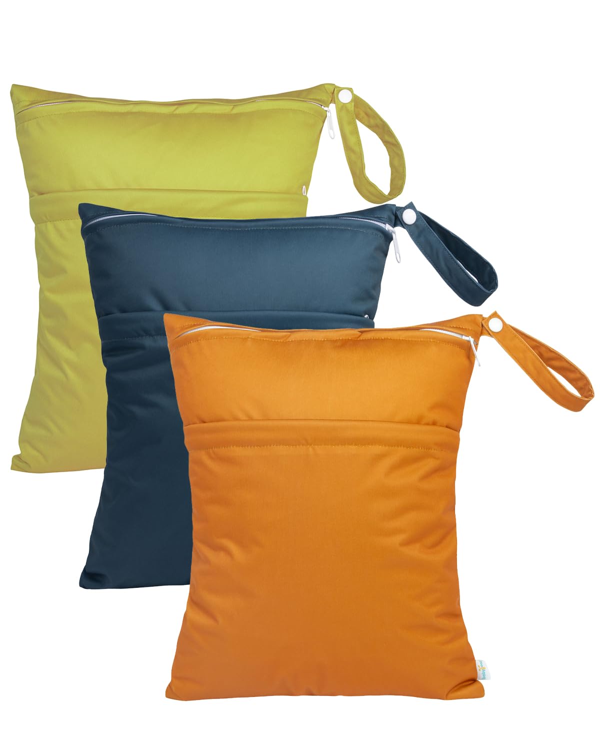 babygoal Wet Dry Bags 3 Pack, Waterproof Reusable Travel Bags for Swimsuits, Baby Cloth Diapers, Beach, Pool, Gym Bag & Wet Clothes with 2 Pockets L-BWG