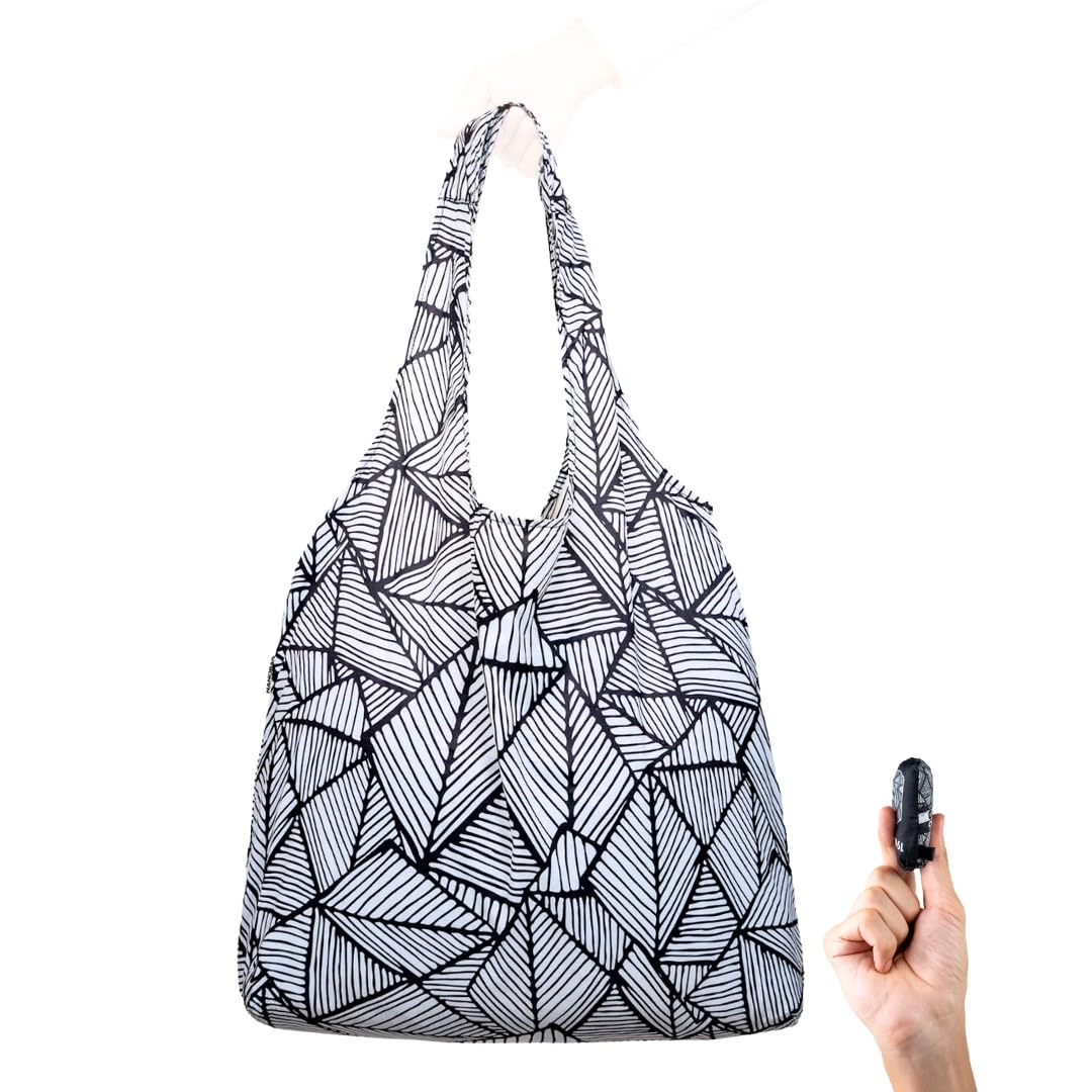 Nanobag Ultra-Lightweight Foldable Tote for Women & Men, Reusable Grocery & Travel Bag, Packable Collapsible Compact Market Essential (Standard Black)