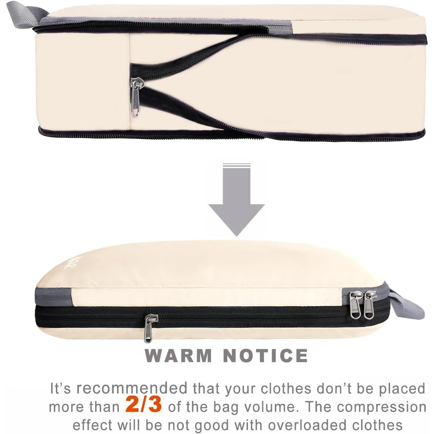 BAGAIL 4 Set/6 Set/8 Set Compression Packing Cubes Travel Accessories Expandable Packing Organizers (Half Mesh, 6-Black)