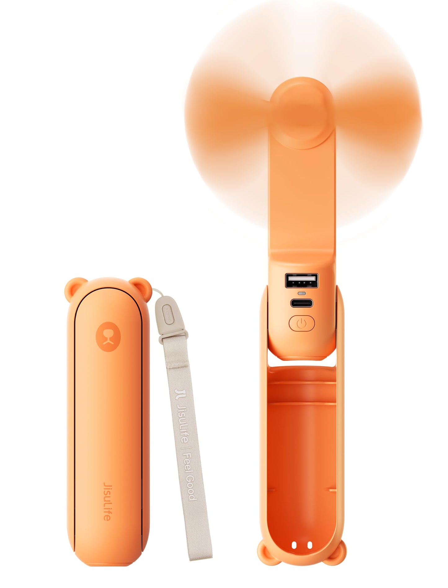 JISULIFE Handheld Mini Fan, 3 IN 1 USB Rechargeable Portable Fan [12-19 Working Hours] with Power Bank, Flashlight, Pocket Design for Travel/Summer/Concerts/Lash, Gifts for Women(Green)