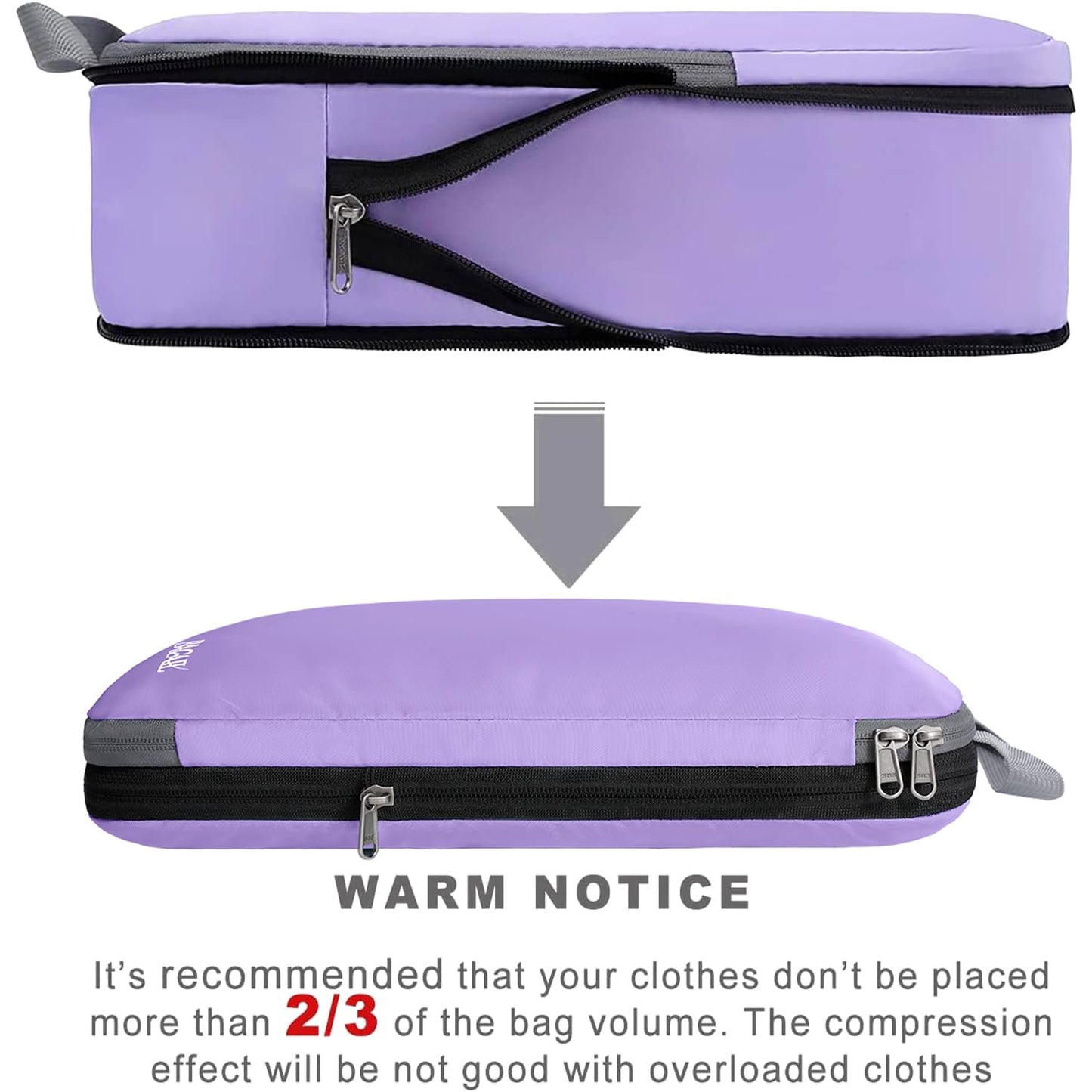 BAGAIL 4 Set/6 Set/8 Set Compression Packing Cubes Travel Accessories Expandable Packing Organizers (Half Mesh, 6-Black)