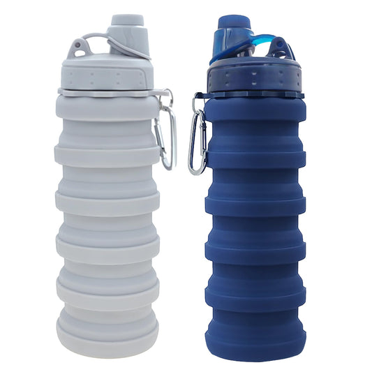 Collapsible Water Bottles Travel water bottle Sports Portable Sport Water Bottle Reusable Water Bottles comes with mountaineering Buckle 500ml silicone Water-proof camping water bottle