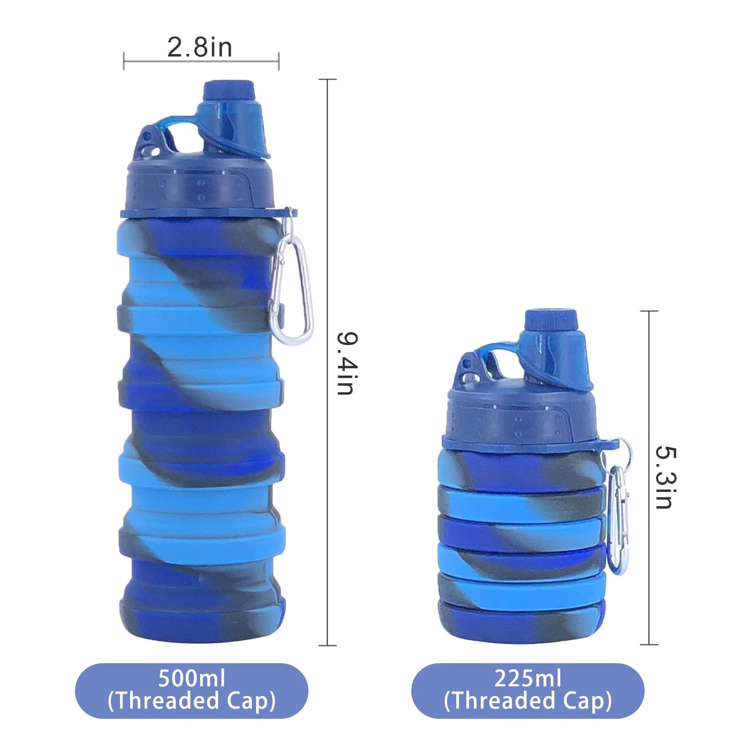 Collapsible Water Bottles Travel water bottle Sports Portable Sport Water Bottle Reusable Water Bottles comes with mountaineering Buckle 500ml silicone Water-proof camping water bottle