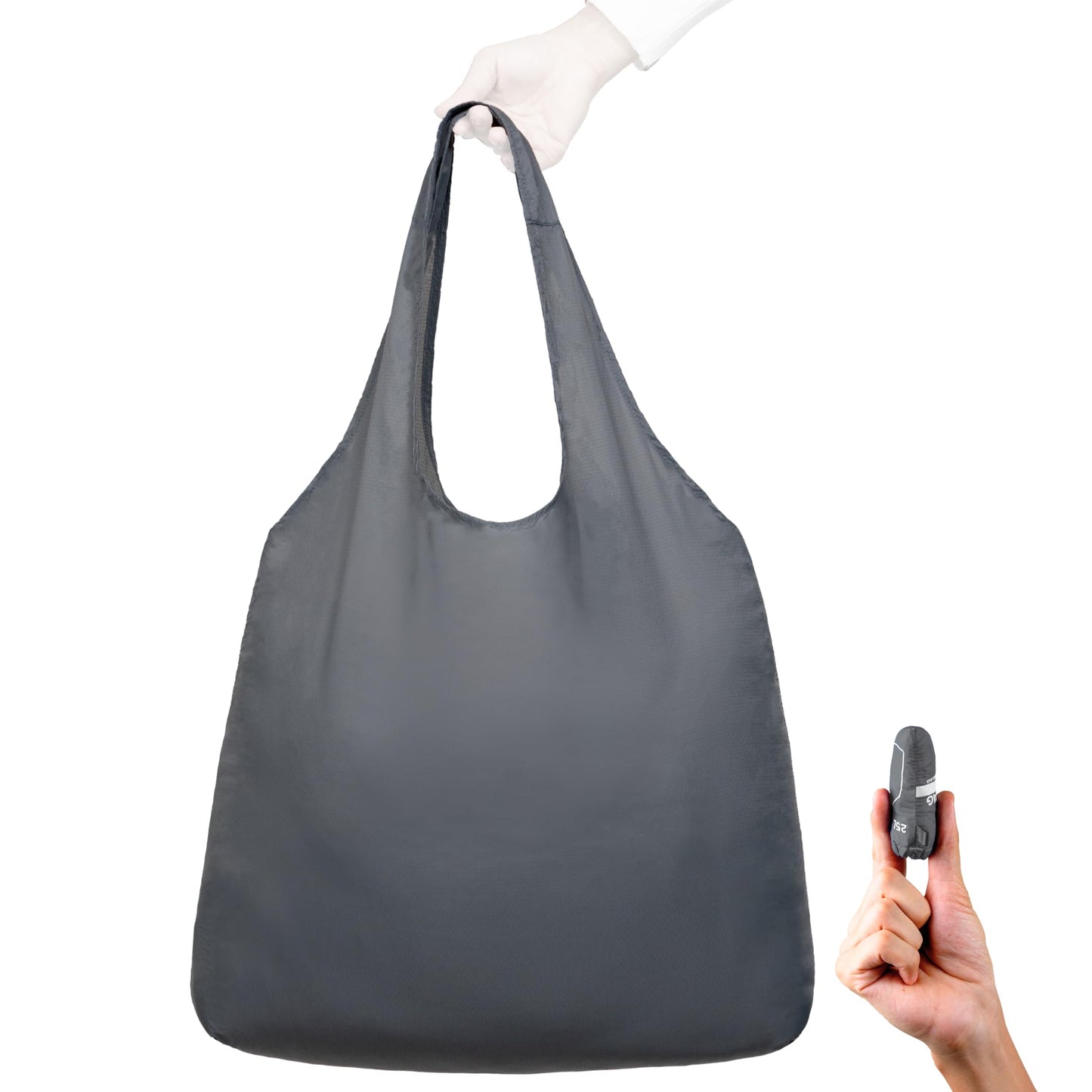 Nanobag Ultra-Lightweight Foldable Tote for Women & Men, Reusable Grocery & Travel Bag, Packable Collapsible Compact Market Essential (Standard Black)