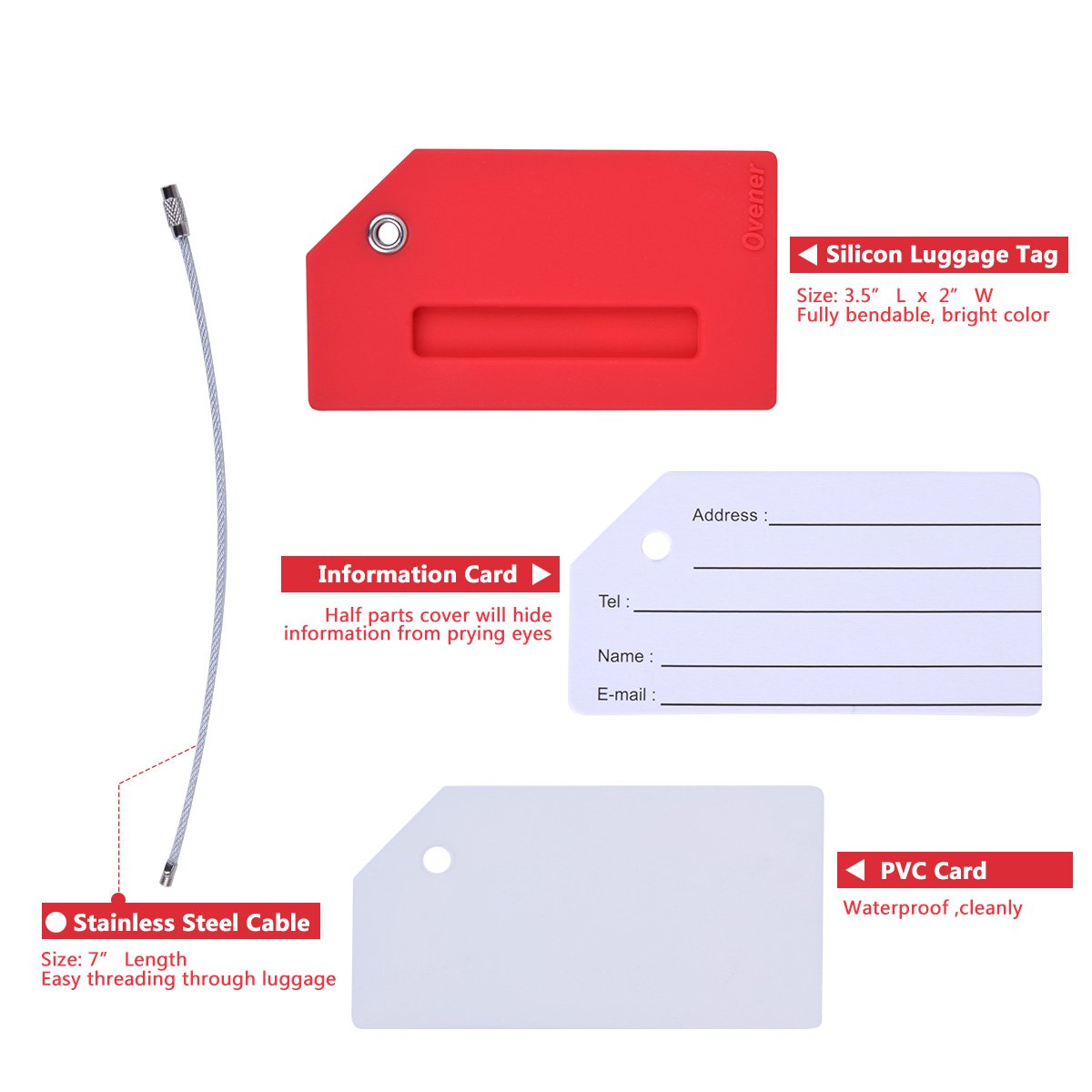 Silicone Luggage Tag with Name ID Card Perfect to Quickly Spot Luggage Suitcase