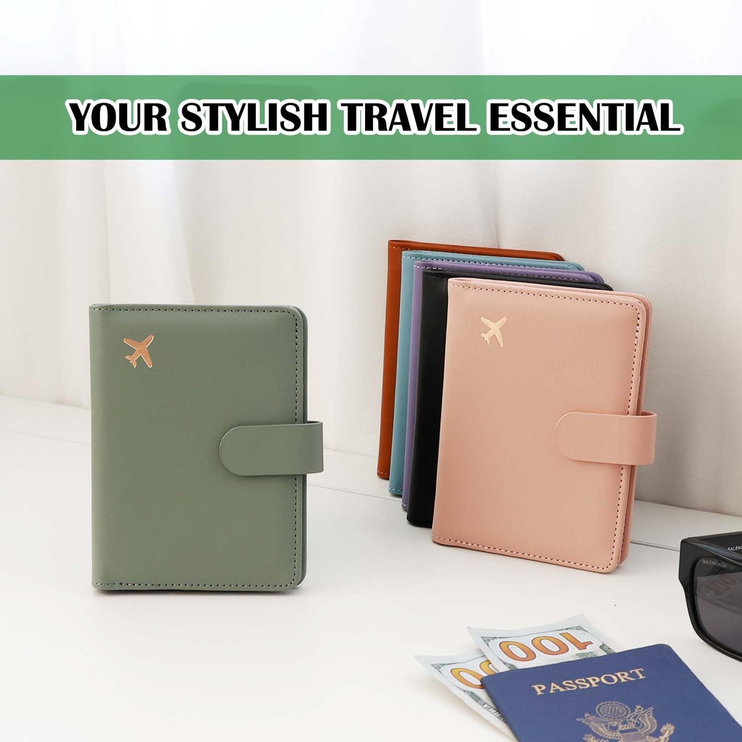 Melsbrinna Premium Leather Passport Holder Covers Case, Waterproof Rfid Blocking Travel Wallet Passport Holder with Pen Holder, Cute Passport Book for Women/Men