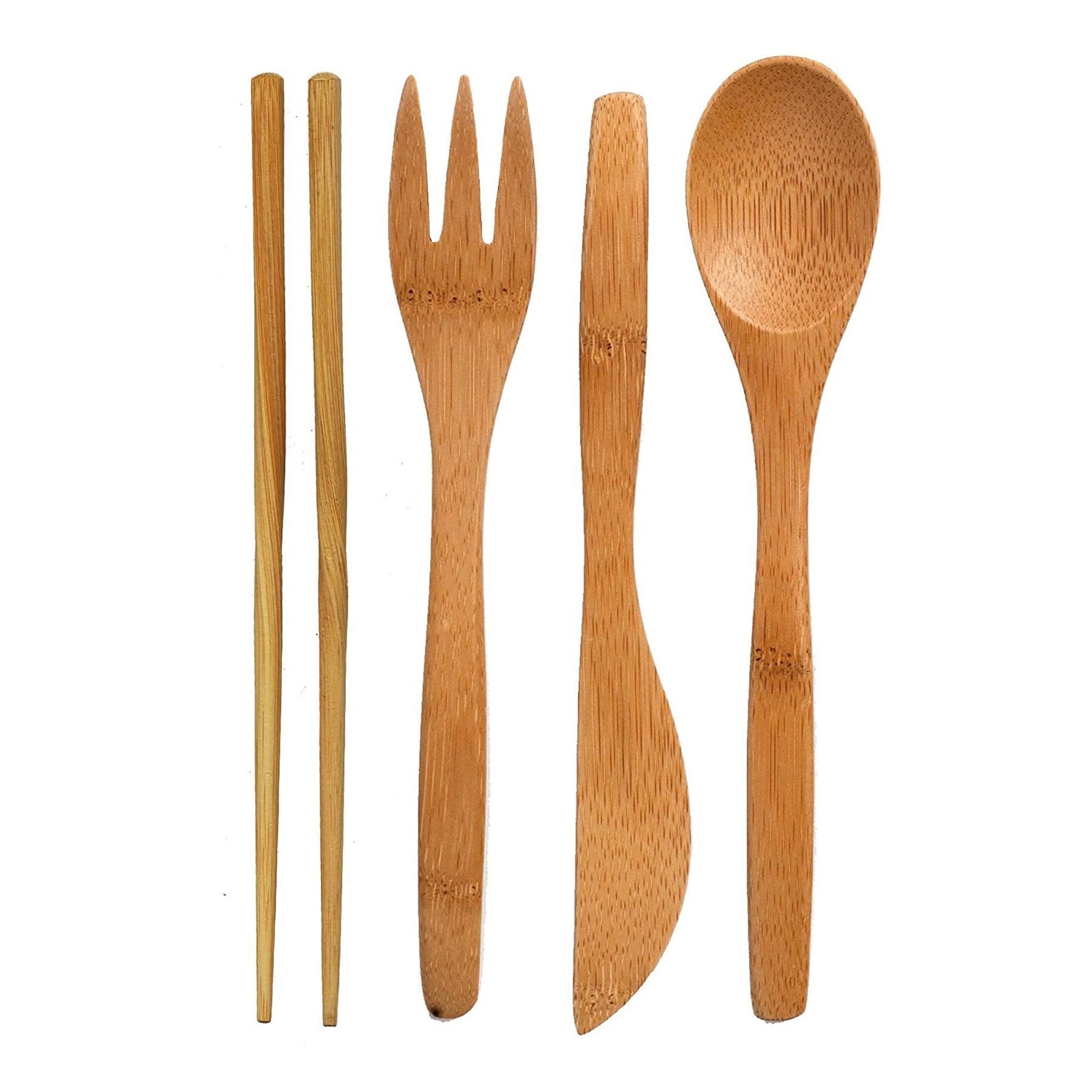 To Go Ware To Go Ware Reusable Bamboo Travel Utensils with Carrying Case & Carabiner Clip | Bamboo Utensils | Eco Friendly