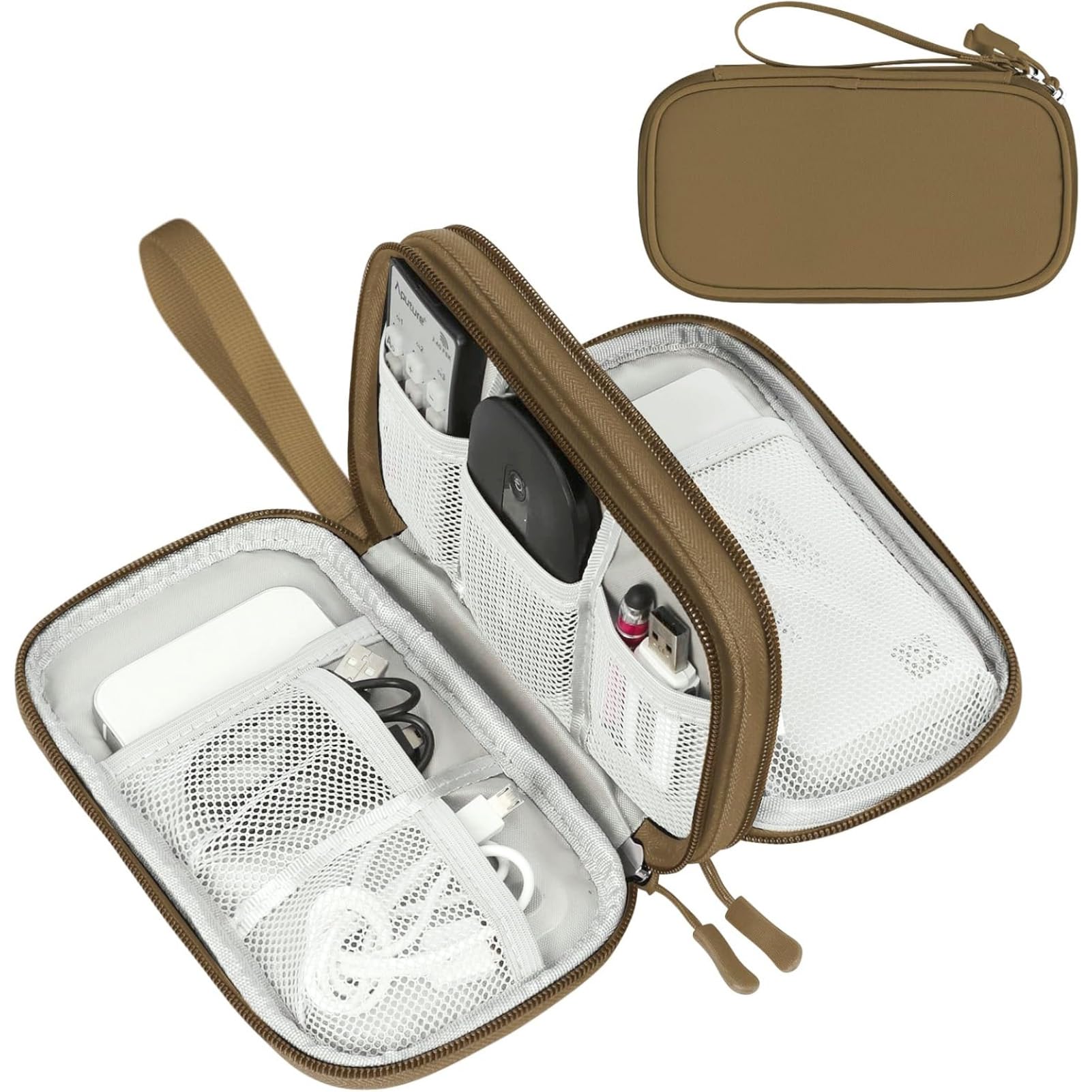 FYY Travel Cable Organizer Pouch Electronic Accessories Carry Case Portable Waterproof Double Layers All-in-One Storage Bag for Cord, Charger, Phone, Earphone Black