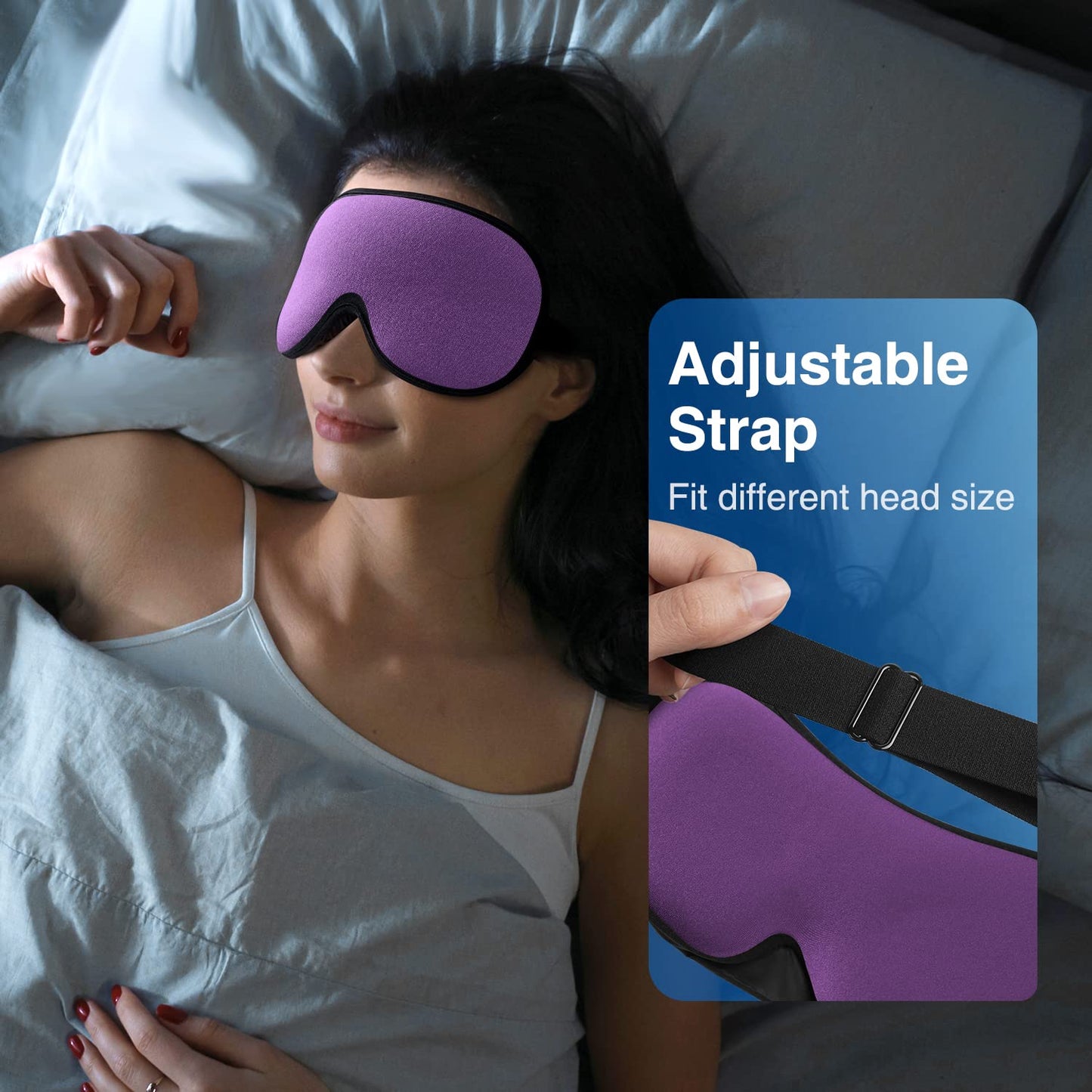 YFONG Weighted Sleep Mask, Women Men 3D Blocking Lights Sleeping Mask (4.2oz/120g), Pressure Relief Night Sleep Eye Mask with Adjustable Strap, Eye Cover Blindfold for Travel Nap Yoga, Black