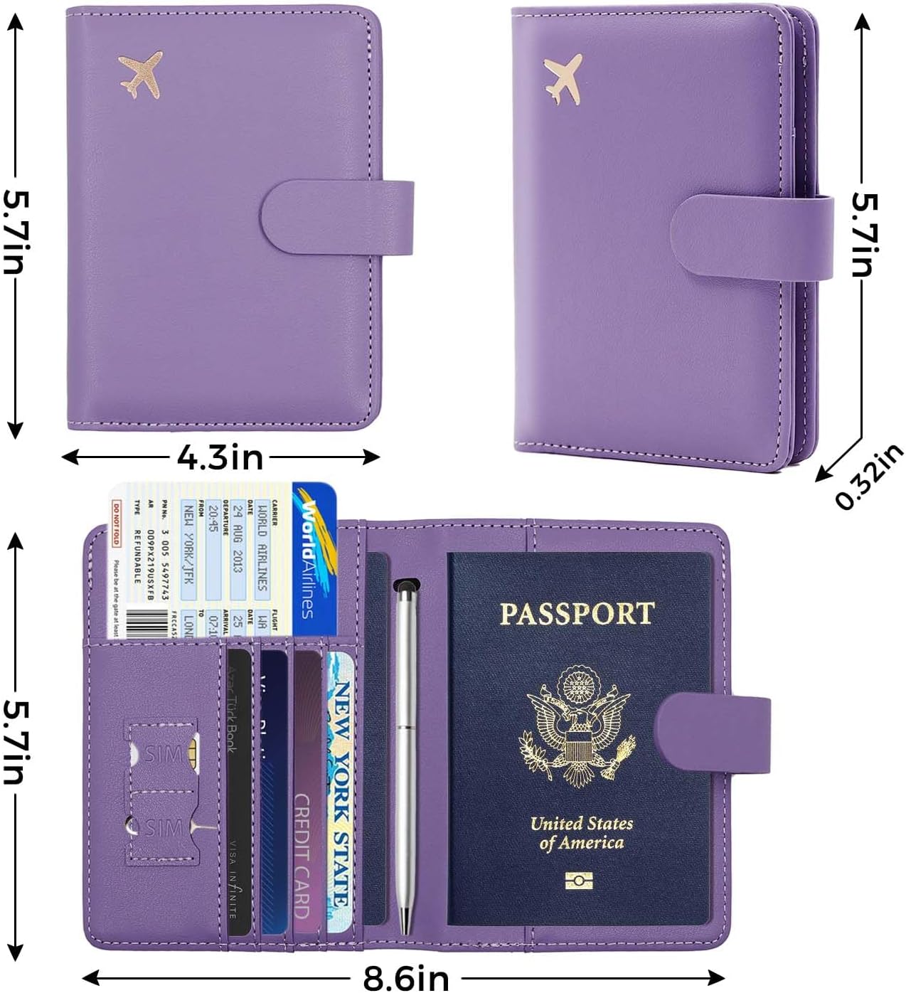 Melsbrinna Premium Leather Passport Holder Covers Case, Waterproof Rfid Blocking Travel Wallet Passport Holder with Pen Holder, Cute Passport Book for Women/Men