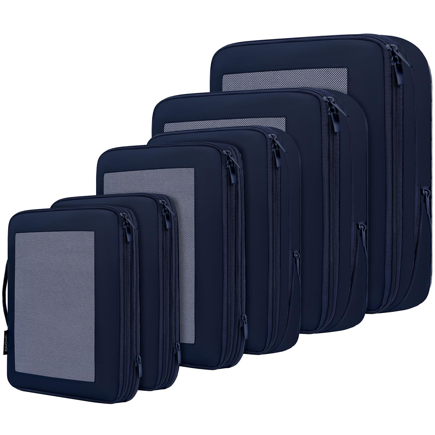 BAGAIL 4 Set/6 Set/8 Set Compression Packing Cubes Travel Accessories Expandable Packing Organizers (Half Mesh, 6-Black)