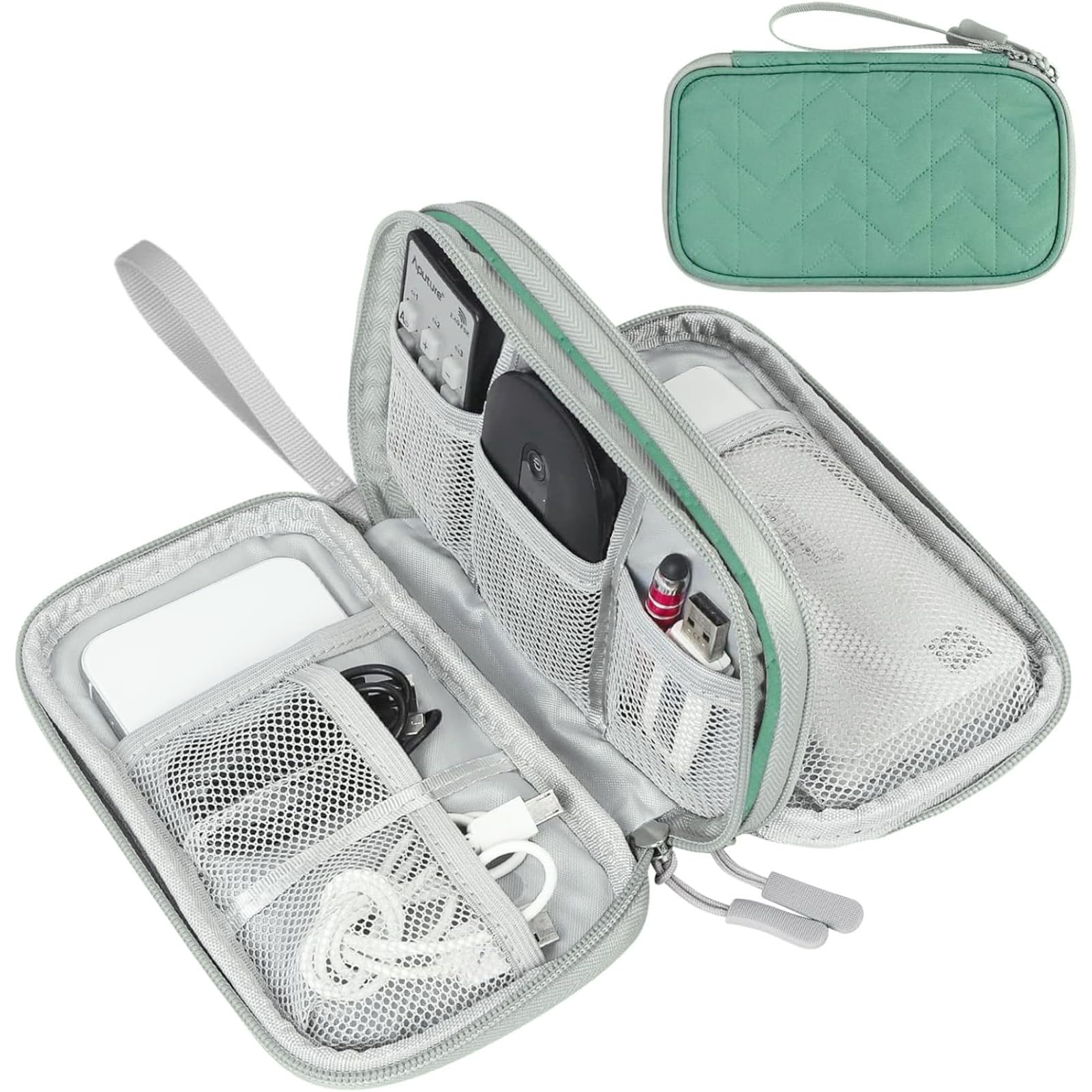 FYY Travel Cable Organizer Pouch Electronic Accessories Carry Case Portable Waterproof Double Layers All-in-One Storage Bag for Cord, Charger, Phone, Earphone Black